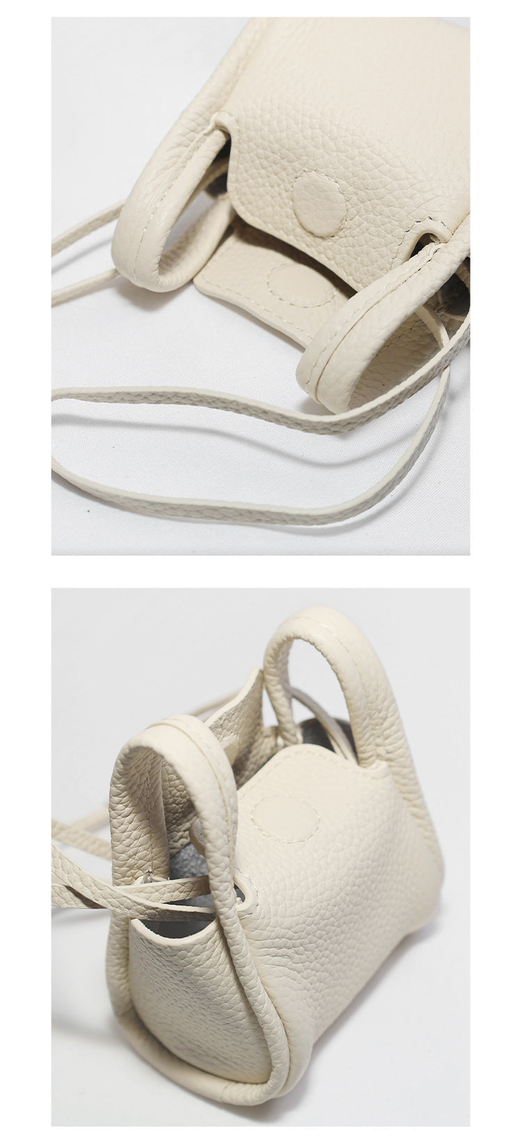 Mini Phone Earphone Bag, Women's Bag, Hanging Decoration, Head Layer Leather Handbag, Casual Small Square Bag, Simple and Versatile