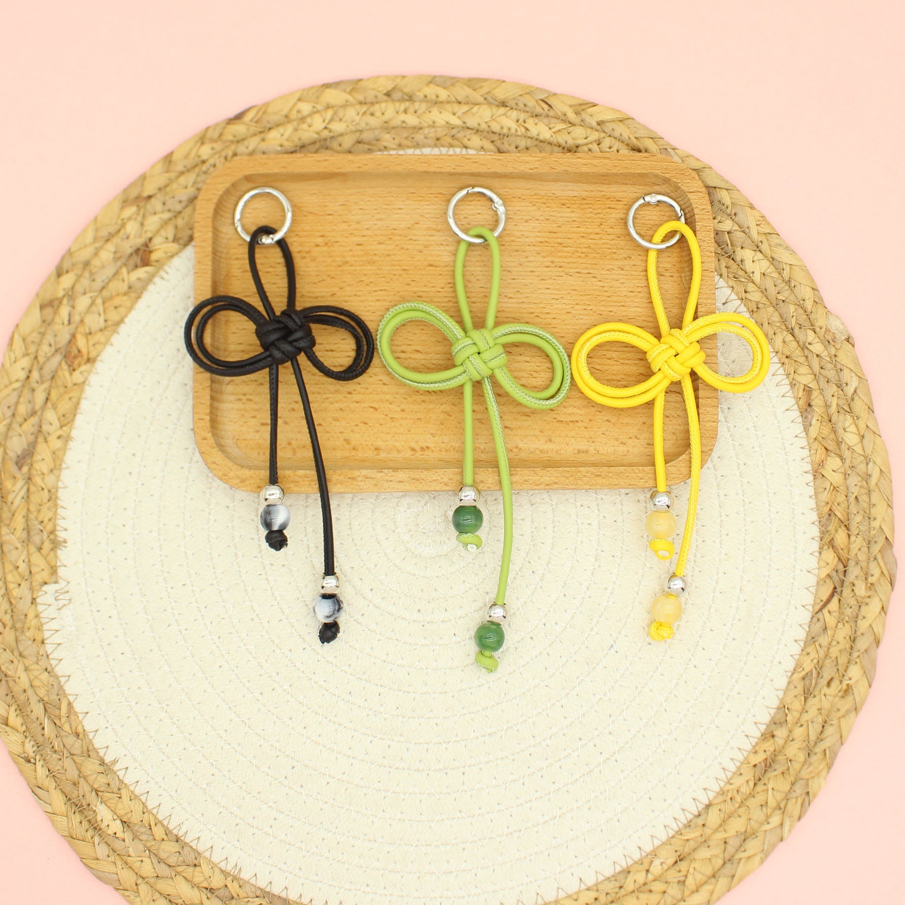 Hand Woven Bead Pu Rope Versatile Miu Series Aromatherapy Pendant Keychain Cup Hanging Accessories Wholesale Customization