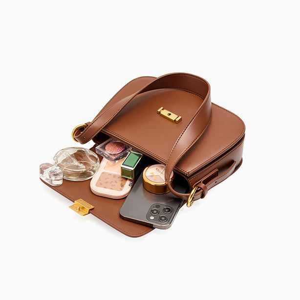 2025 FW Premium Niche Design: Genuine Leather Cuboid 'Tofu' Bag – Versatile Underarm & Crossbody Shoulder Bag for Women