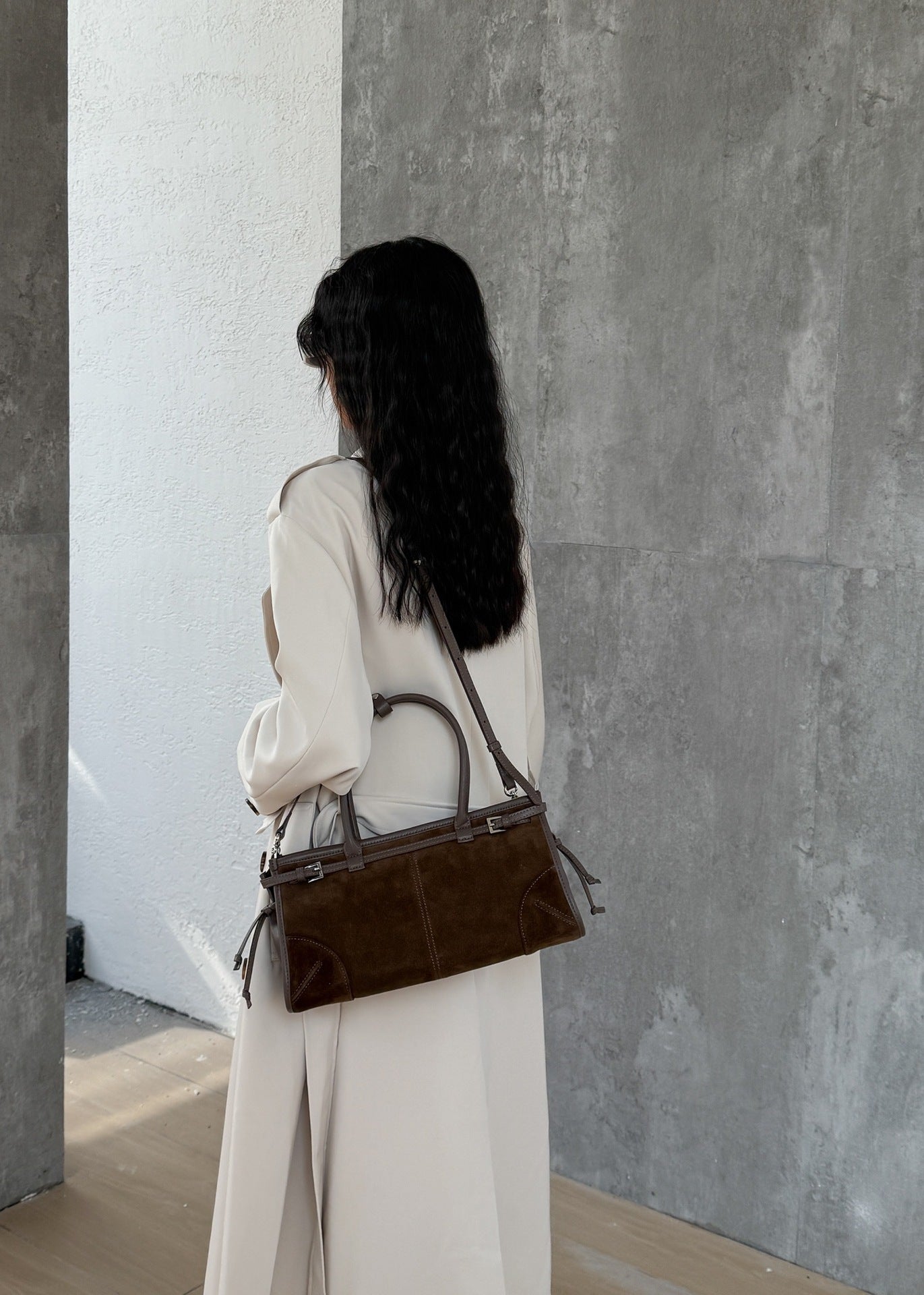 Suede Baguette & Boston Bag: Vintage European & American Style Genuine Leather Handbag for Women - Convertible Top-Handle & Underarm Purse