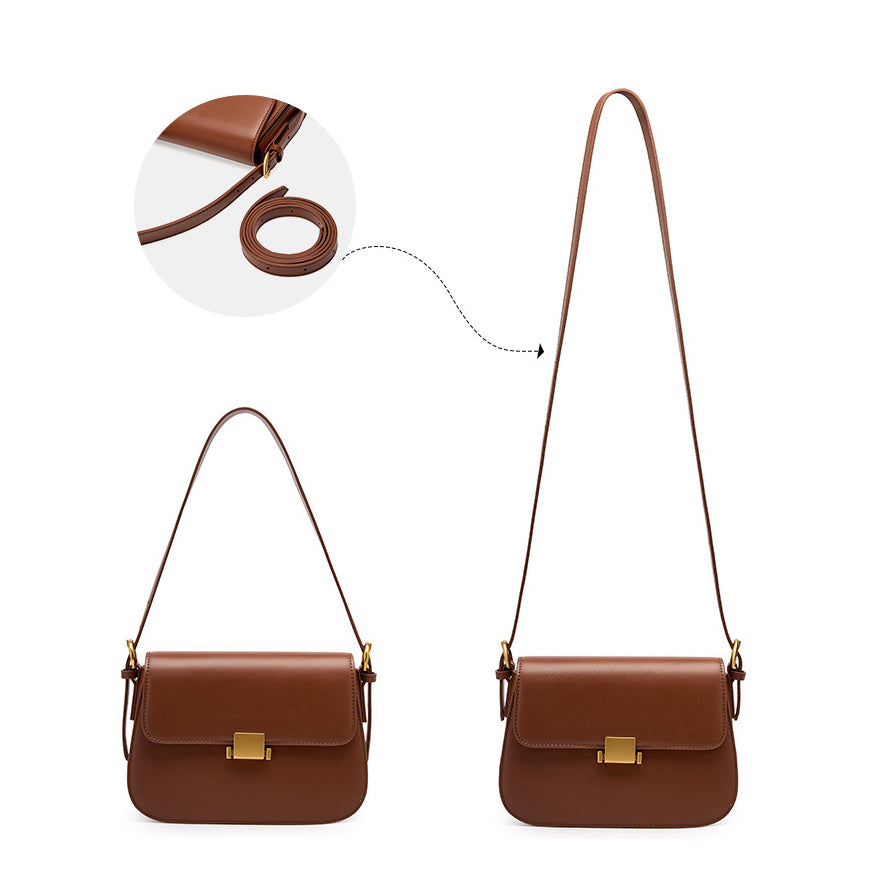 2025 FW Premium Niche Design: Genuine Leather Cuboid 'Tofu' Bag – Versatile Underarm & Crossbody Shoulder Bag for Women