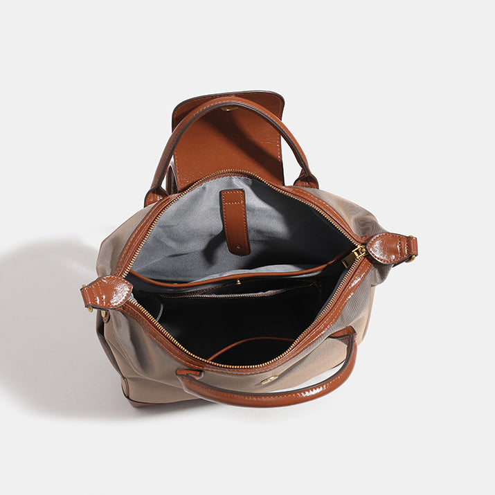 Women's Laptop Backpack for Work: Premium Leather & Nylon Business Travel Bag, Large Capacity Yet Lightweight Commuter Backpack for Women