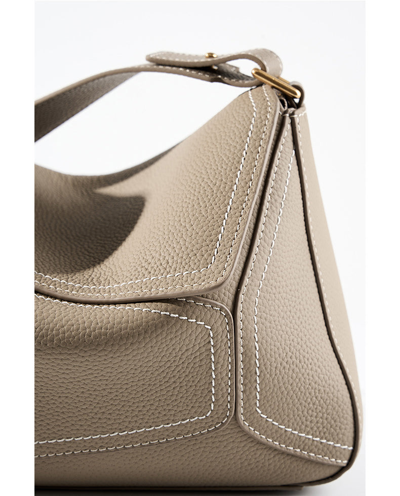 Bag for Women 2025 New Single Shoulder Underarm Bag Geometric Bag for Women Genuine Leather Pillow Cover Layer Leather Crossbody Commuter Bag