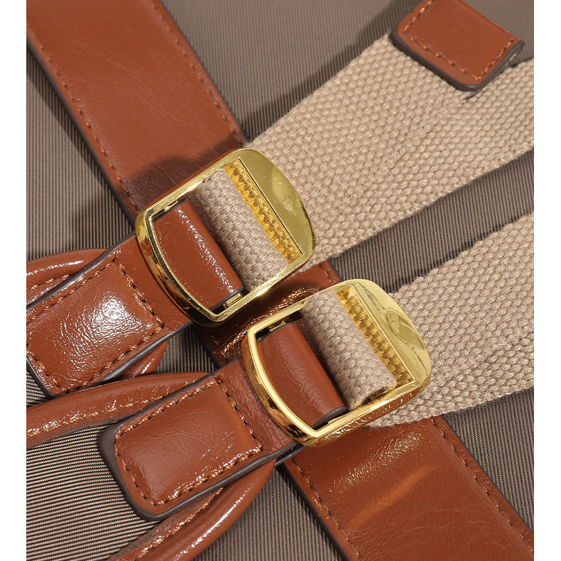 Women's Laptop Backpack for Work: Premium Leather & Nylon Business Travel Bag, Large Capacity Yet Lightweight Commuter Backpack for Women