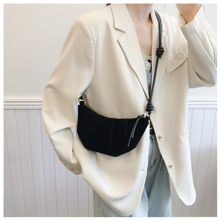 2025 Fall-Winter New Designer Croissant Bag: Women's Casual Underarm & Crossbody Dumpling Purse - Versatile Mini Bag for Daily Commute and Leisure