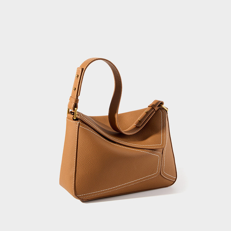 Bag for Women 2025 New Single Shoulder Underarm Bag Geometric Bag for Women Genuine Leather Pillow Cover Layer Leather Crossbody Commuter Bag