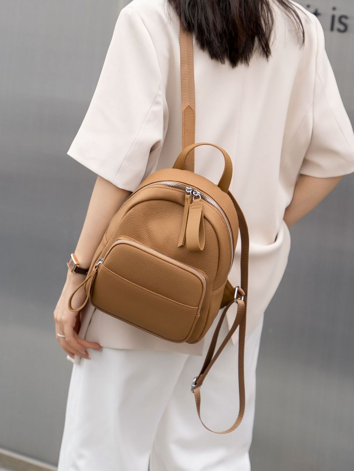 Women's Genuine Togo Leather Backpack | Full-Grain Leather Backpack for Commute & Travel | Minimalist & Versatile Design