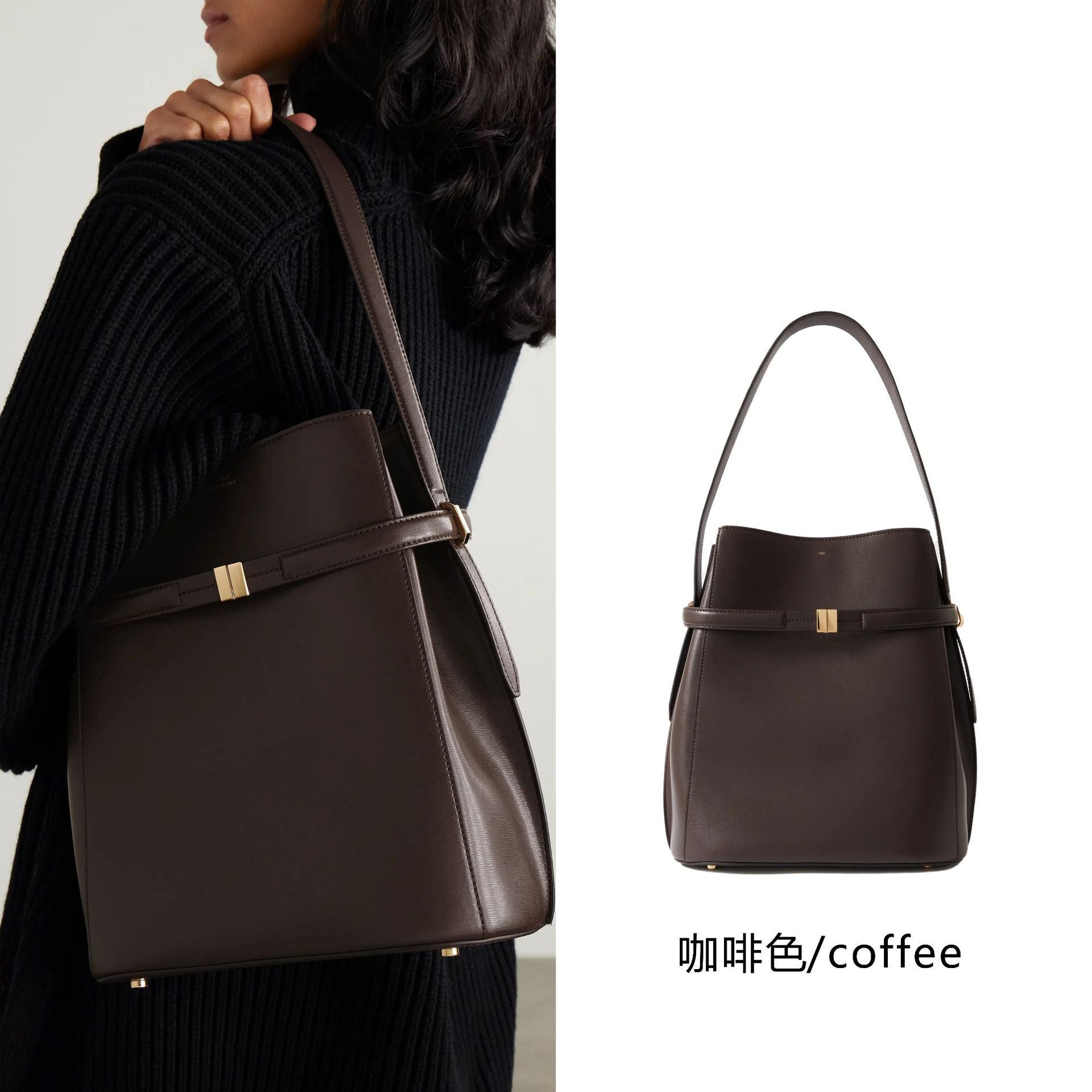 Toteme Original Bucket Bag in Full-Grain Leather | Swedish Minimalist Underarm & Top-Handle Bag for Women