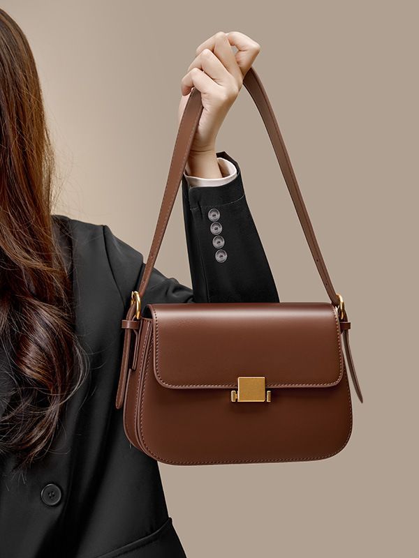 2025 FW Premium Niche Design: Genuine Leather Cuboid 'Tofu' Bag – Versatile Underarm & Crossbody Shoulder Bag for Women