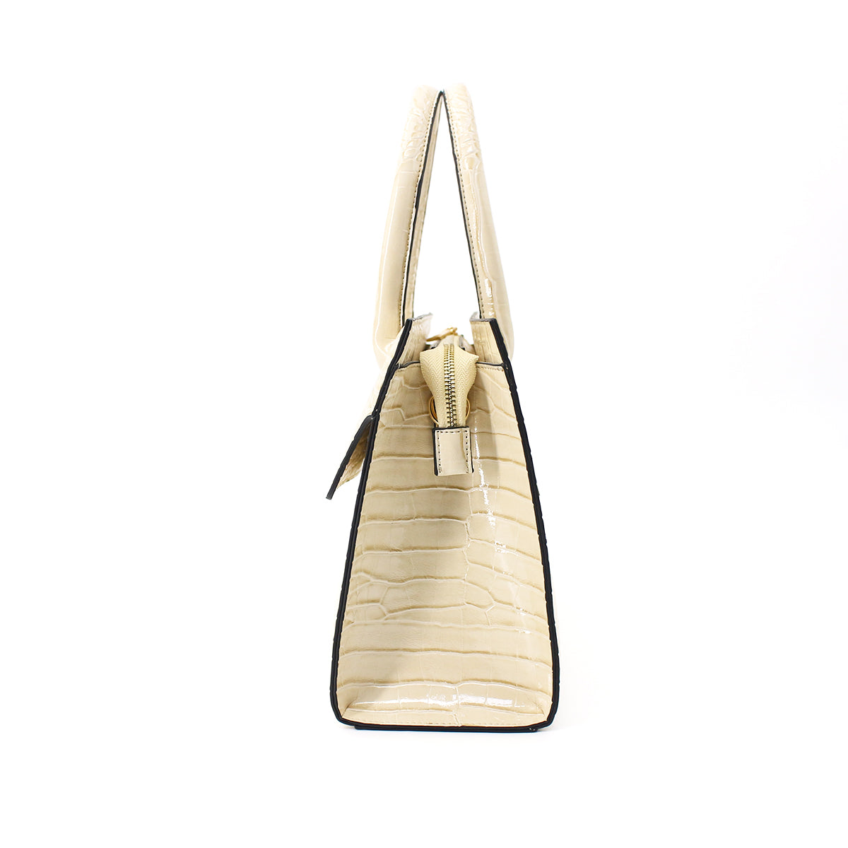 Crocodile Patterned Women's Beige Large Hand, Shoulder Bag