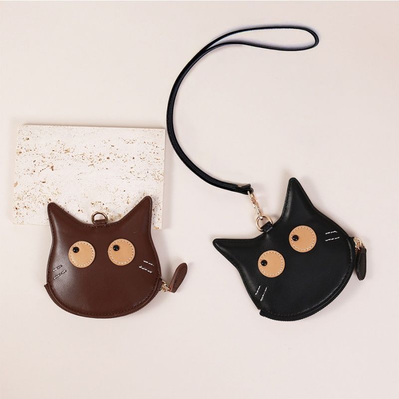 Cartoon Cute Cat Wallet Mini Bag Keychain Accessories Lightweight Soft Pickup Clip Storage
