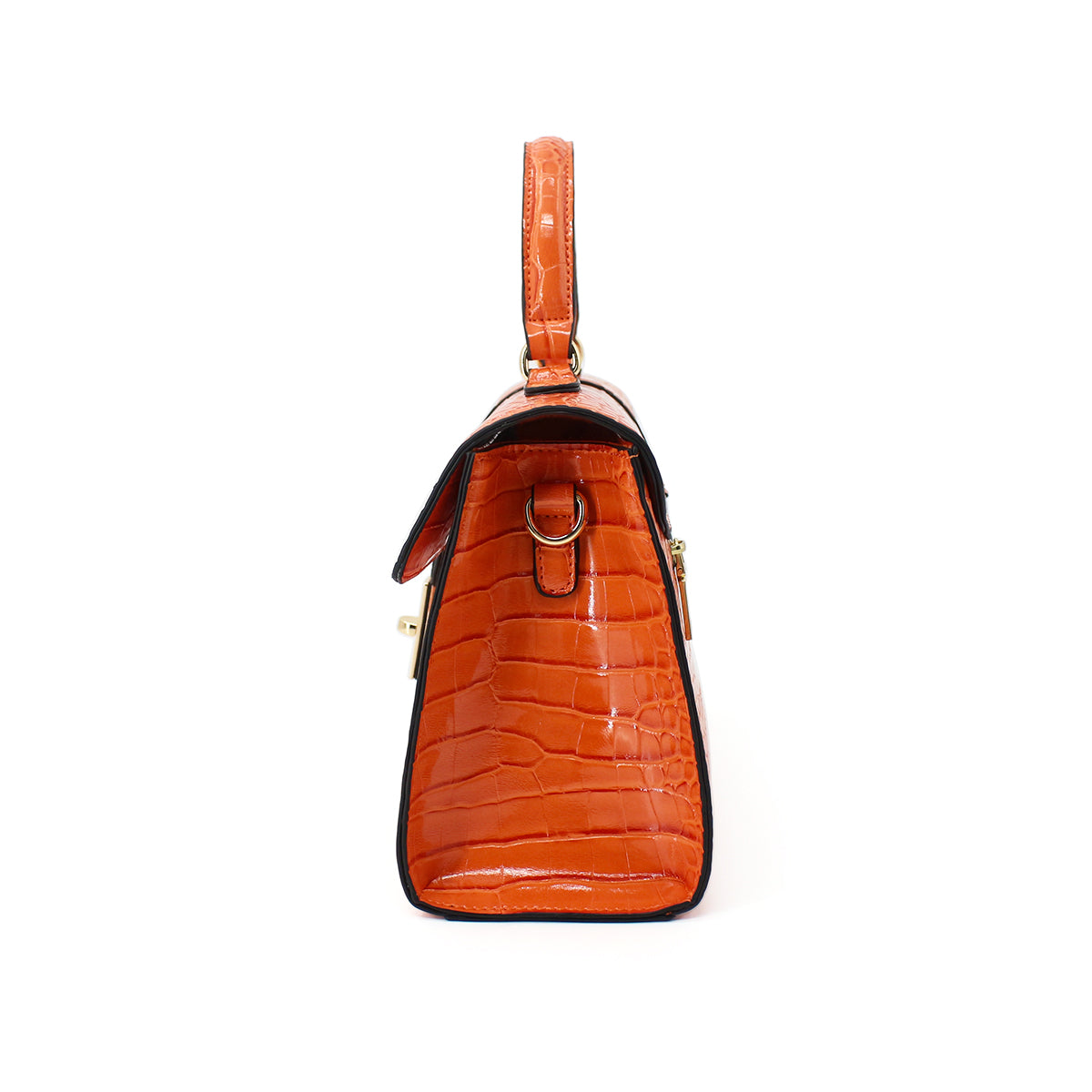 Elegant Crocodile Pattern Luxury Handbag Orange