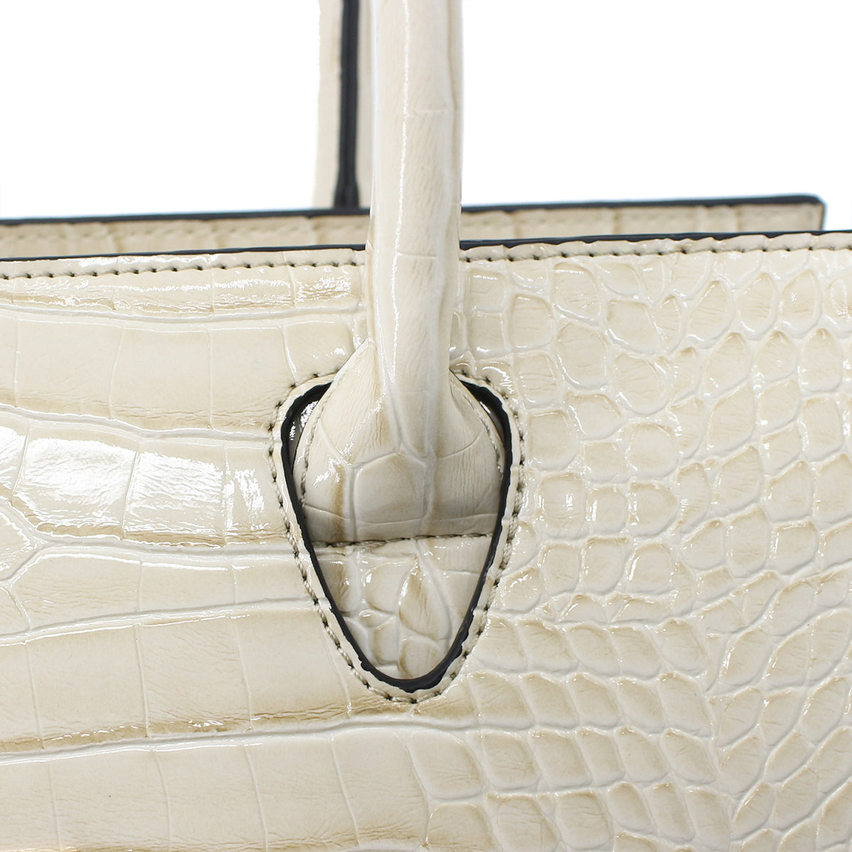 Crocodile Patterned Women's Beige Large Hand, Shoulder Bag