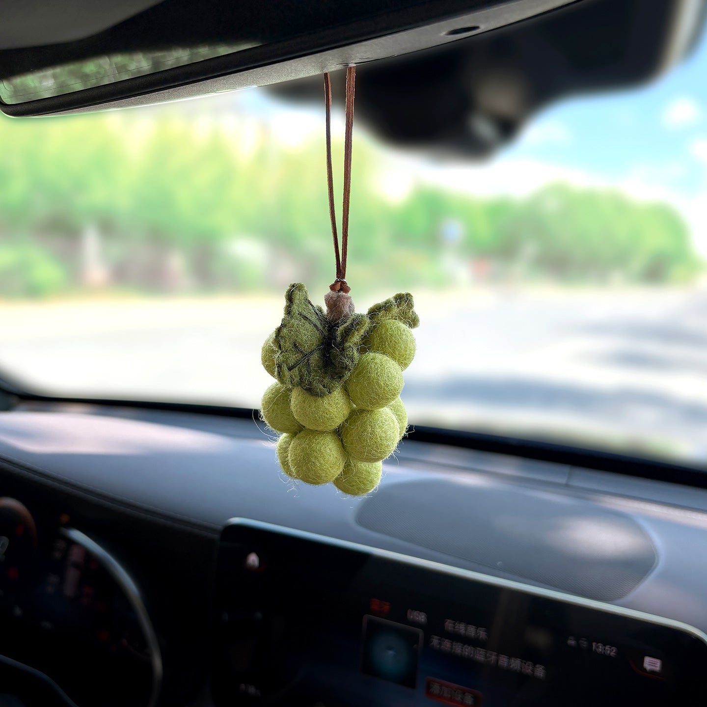 Handmade Original Wool Felt Pendant For Car Rearview Mirror, Cute Grape Bag Decoration, High-End Gift For Women