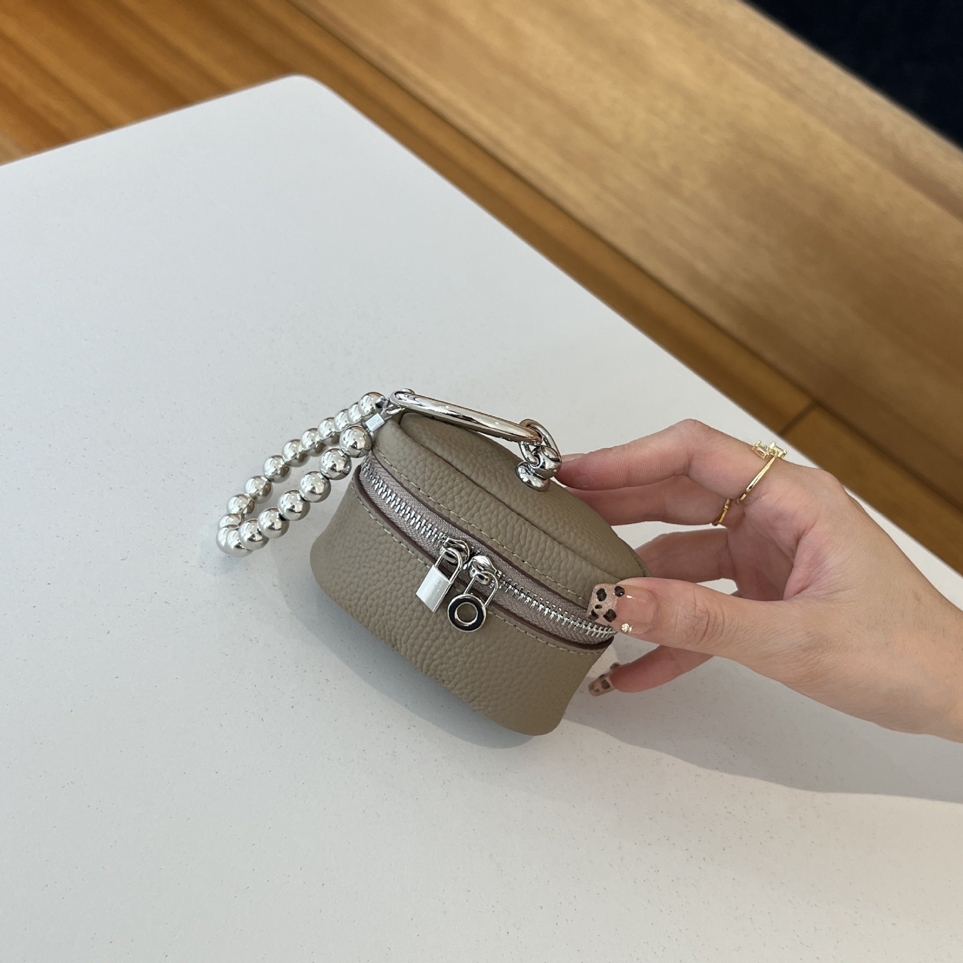 Genuine Cowhide Leather Crossbody Bag - Compact Multi-Use Pouch for Coins, Lipstick, Earphones | Instagrammable Minimalist Neck Bag