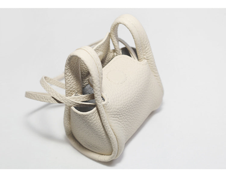 Mini Phone Earphone Bag, Women's Bag, Hanging Decoration, Head Layer Leather Handbag, Casual Small Square Bag, Simple and Versatile