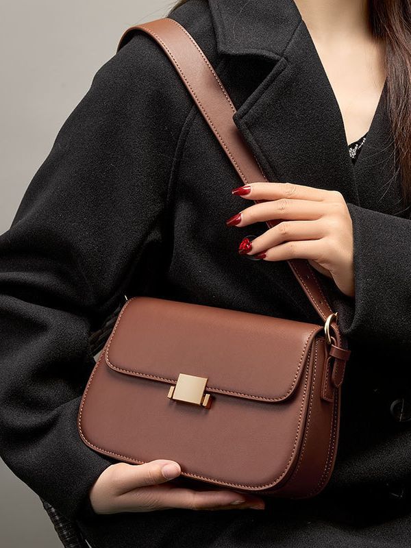 2025 FW Premium Niche Design: Genuine Leather Cuboid 'Tofu' Bag – Versatile Underarm & Crossbody Shoulder Bag for Women