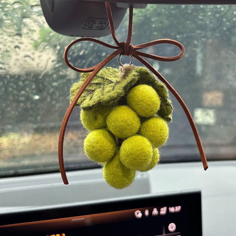 Handmade Original Wool Felt Pendant For Car Rearview Mirror, Cute Grape Bag Decoration, High-End Gift For Women