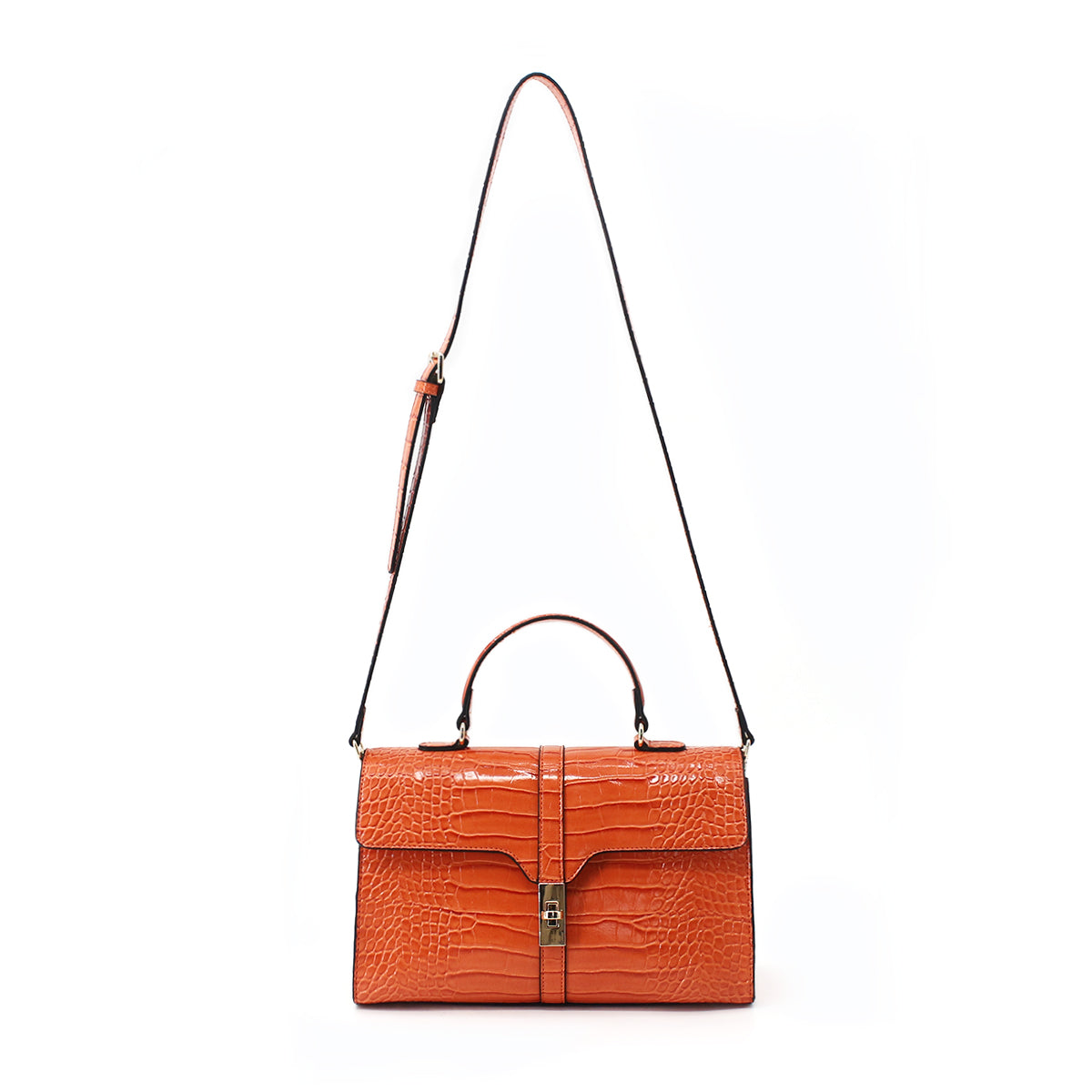 Elegant Crocodile Pattern Luxury Handbag Orange