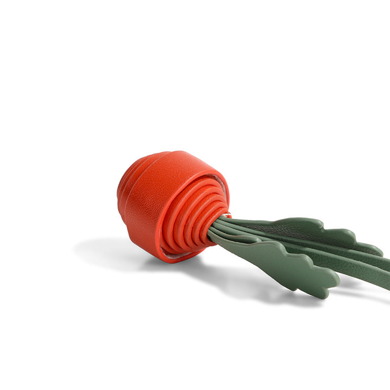 Handwoven Leather Keychain - Radish Charm, Minimalist Bag Accessory (Bulk Wholesale)