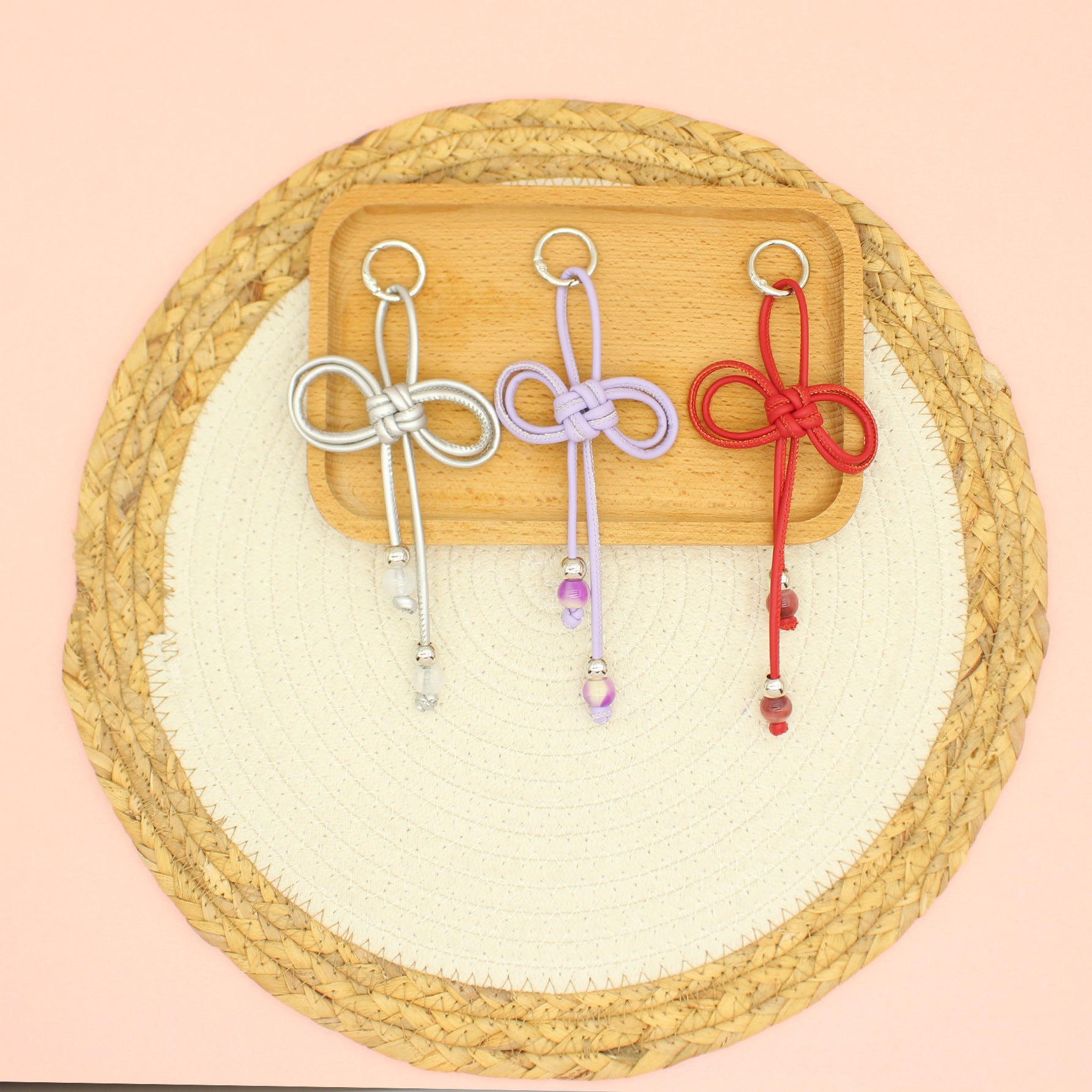 Hand Woven Bead Pu Rope Versatile Miu Series Aromatherapy Pendant Keychain Cup Hanging Accessories Wholesale Customization