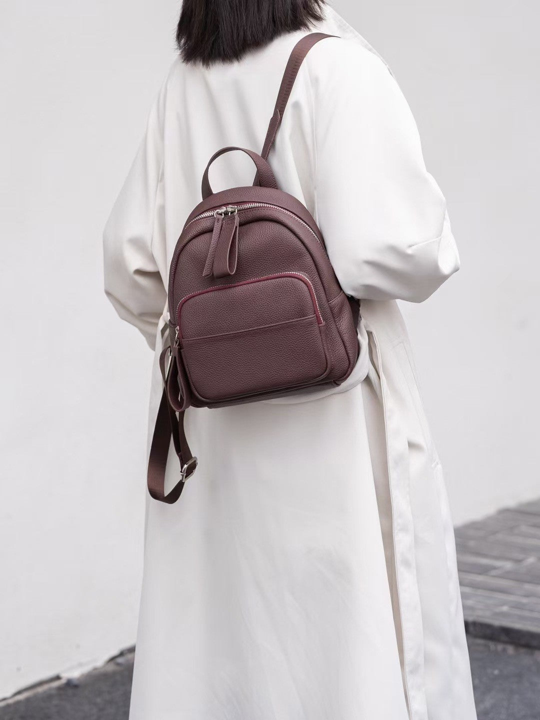 Women's Genuine Togo Leather Backpack | Full-Grain Leather Backpack for Commute & Travel | Minimalist & Versatile Design