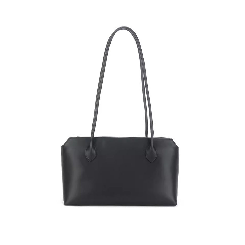 Row Minimalist Genuine Leather Tote Bag: Premium Large Capacity Work Bag with Top Handle & Detachable Shoulder Strap