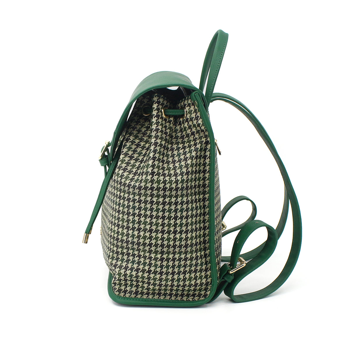 Backpack for Women, Tweed & PU Leather, Mint Check