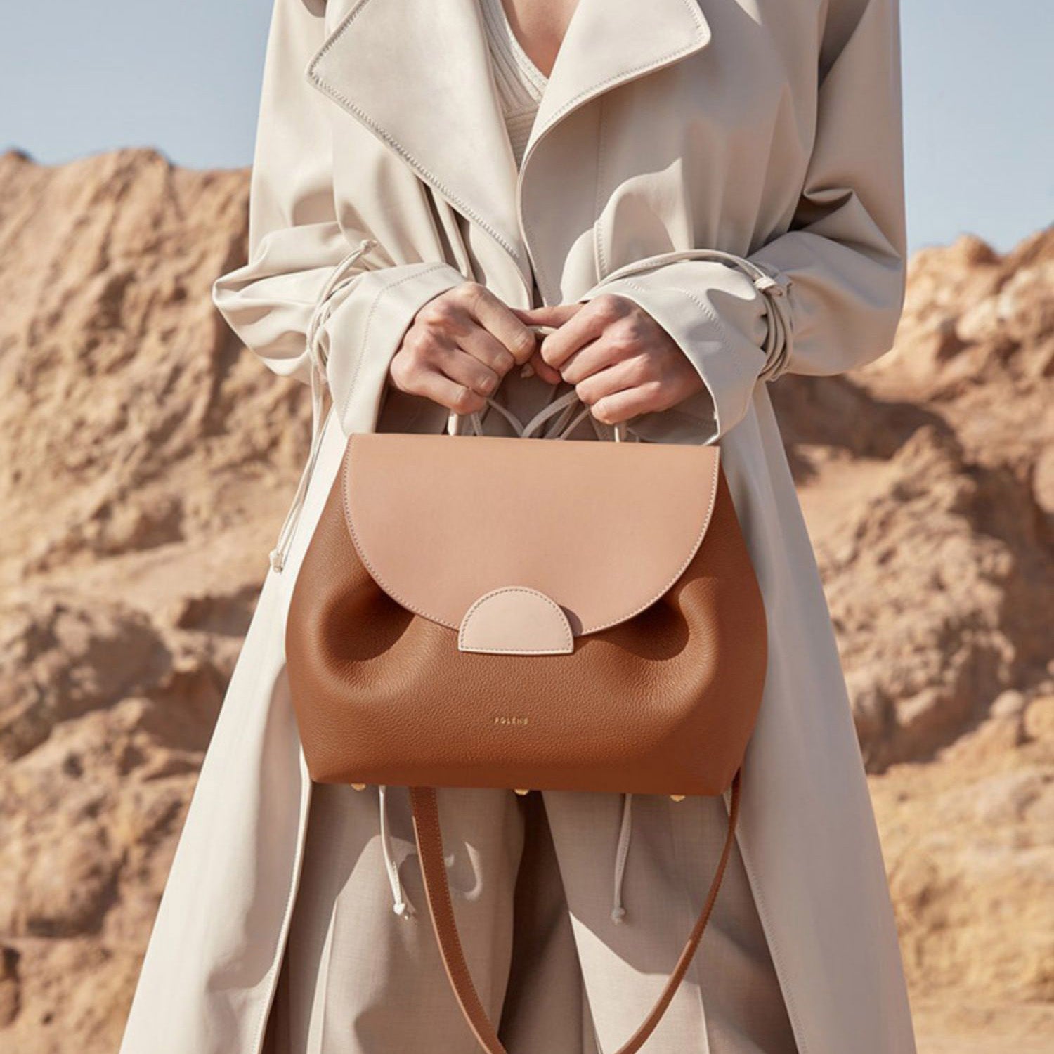 Polene France 2025 Niche Design Single Shoulder Diagonal Cross Handbag Leather Piglet Bag Lychee Pattern Smiling Face Bag