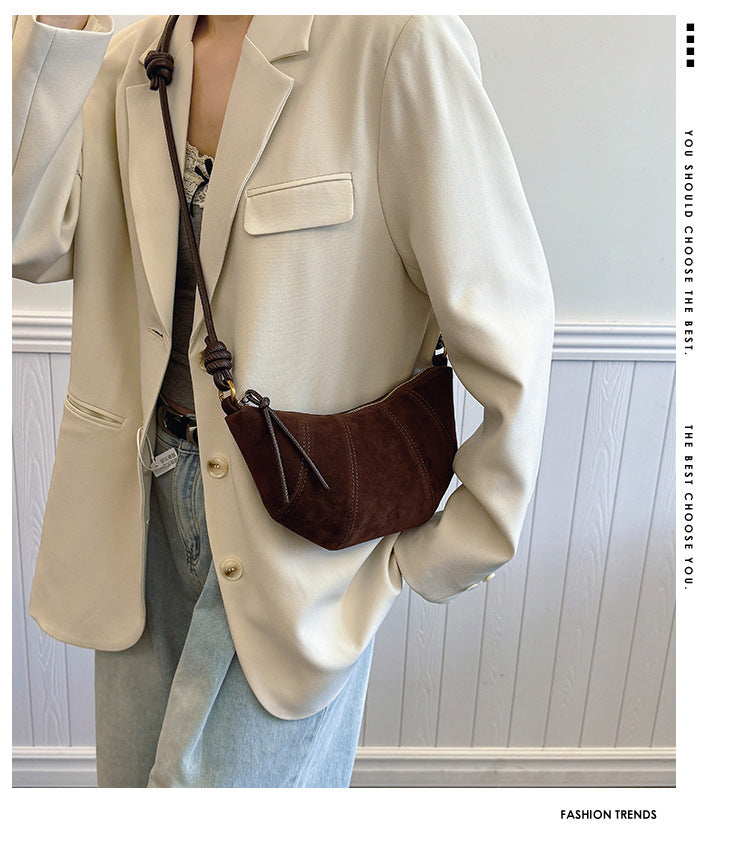 2025 Fall-Winter New Designer Croissant Bag: Women's Casual Underarm & Crossbody Dumpling Purse - Versatile Mini Bag for Daily Commute and Leisure