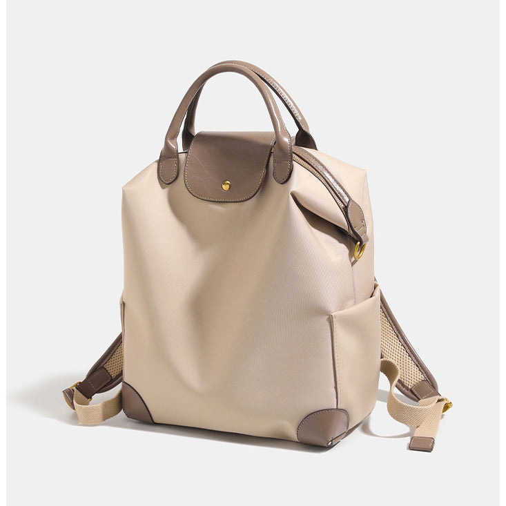 Women's Laptop Backpack for Work: Premium Leather & Nylon Business Travel Bag, Large Capacity Yet Lightweight Commuter Backpack for Women