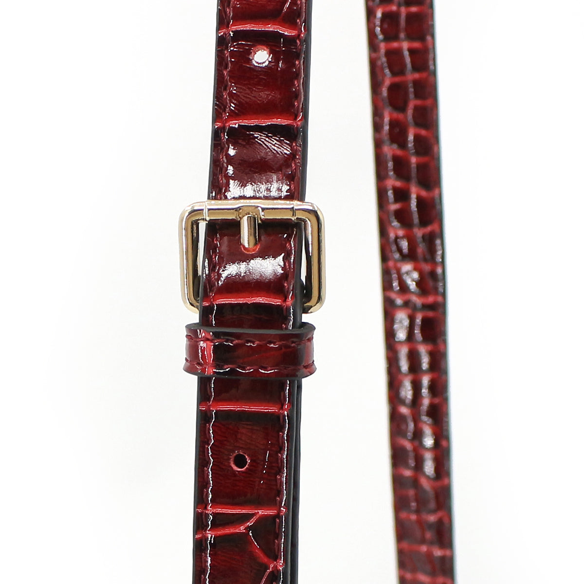 Medium Croco Leather Satchel - Wine – US