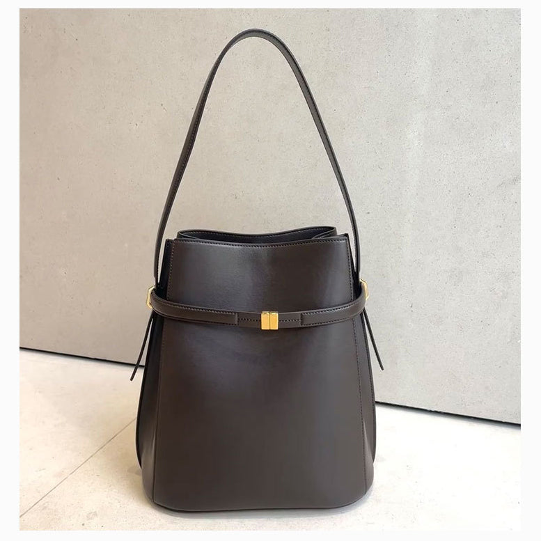 Toteme Original Bucket Bag in Full-Grain Leather | Swedish Minimalist Underarm & Top-Handle Bag for Women