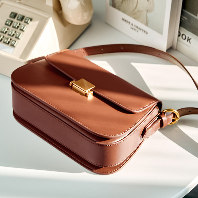 2025 FW Premium Niche Design: Genuine Leather Cuboid 'Tofu' Bag – Versatile Underarm & Crossbody Shoulder Bag for Women