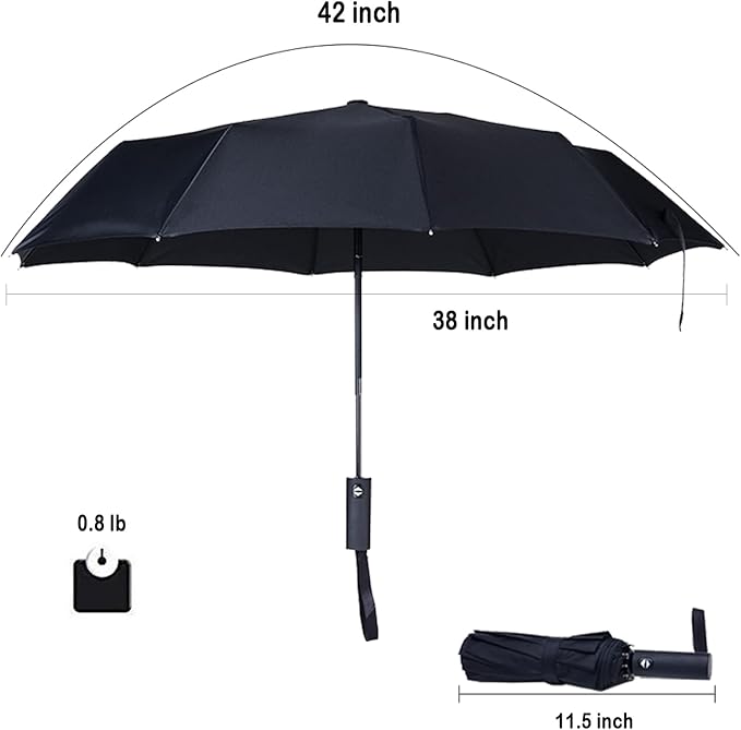 LAPOLAR Brand Travel Essentials Umbrella Windproof Compact Collapsible Light, Automatic, Strong and Portable, Wind Resistant Folding Small Umbrella for Rain