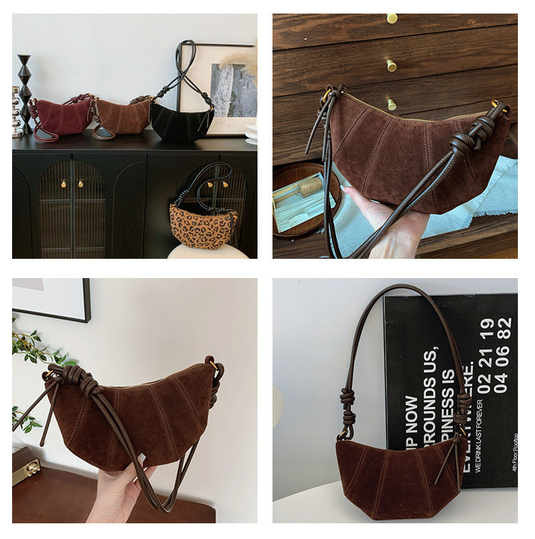 2025 Fall-Winter New Designer Croissant Bag: Women's Casual Underarm & Crossbody Dumpling Purse - Versatile Mini Bag for Daily Commute and Leisure