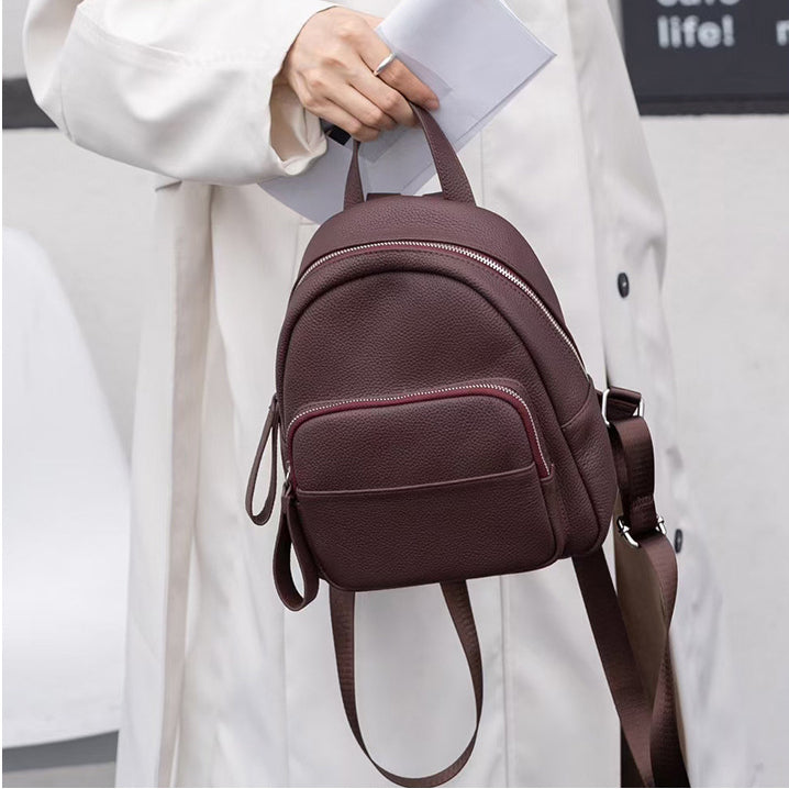 Women's Genuine Togo Leather Backpack | Full-Grain Leather Backpack for Commute & Travel | Minimalist & Versatile Design