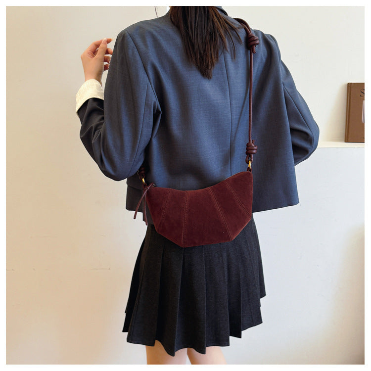 2025 Fall-Winter New Designer Croissant Bag: Women's Casual Underarm & Crossbody Dumpling Purse - Versatile Mini Bag for Daily Commute and Leisure