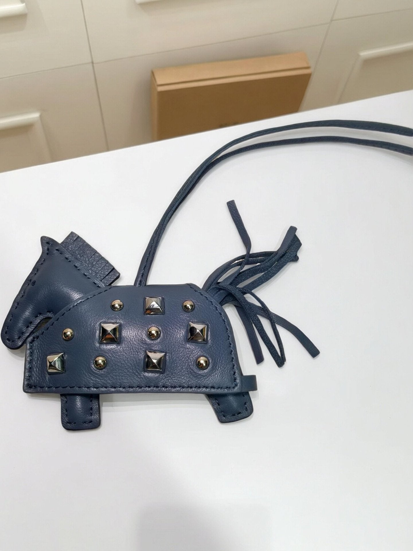 H-Style Handmade Sheepskin Leather Studded War Horse Pendant / Bag Charm / Car Hanging Ornament / Keychain Pony Bag Charm (for wholesale) 