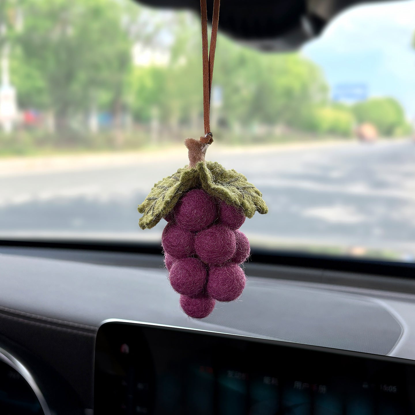 Handmade Original Wool Felt Pendant For Car Rearview Mirror, Cute Grape Bag Decoration, High-End Gift For Women