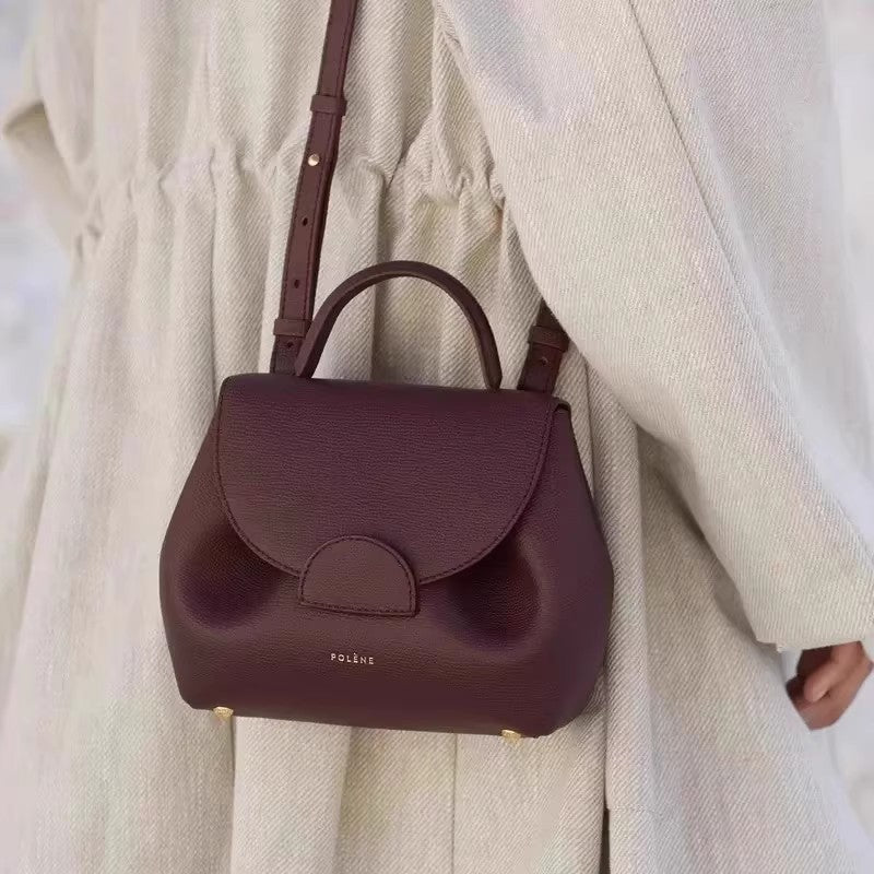 Polene France 2025 Niche Design Single Shoulder Diagonal Cross Handbag Leather Piglet Bag Lychee Pattern Smiling Face Bag