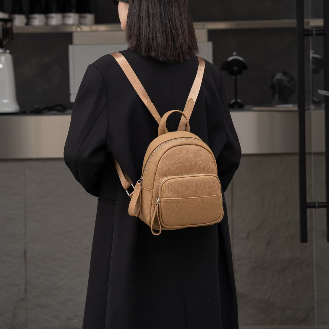 Women's Genuine Togo Leather Backpack | Full-Grain Leather Backpack for Commute & Travel | Minimalist & Versatile Design