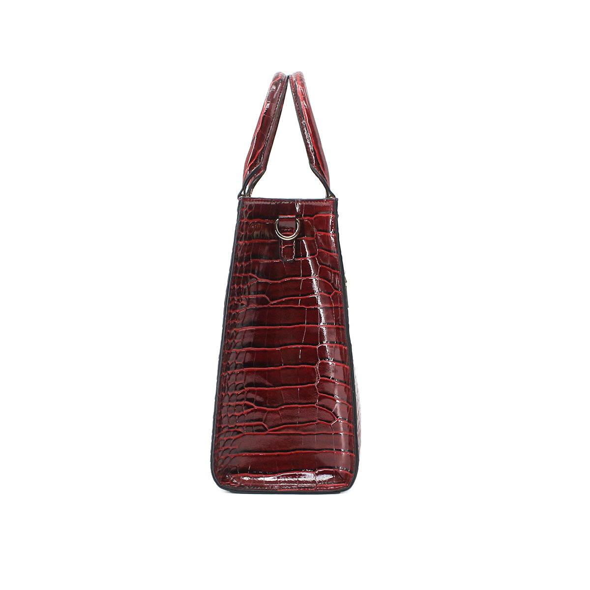 Medium Croco Leather Satchel - Wine – US