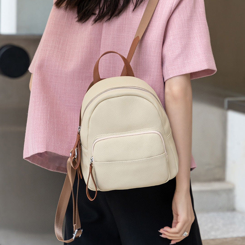 Women's Genuine Togo Leather Backpack | Full-Grain Leather Backpack for Commute & Travel | Minimalist & Versatile Design