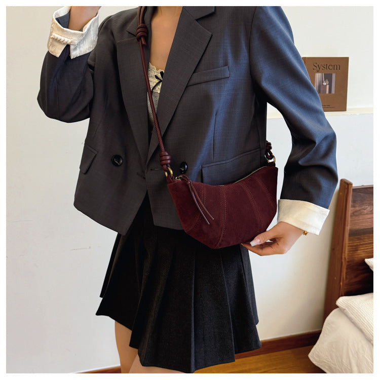 2025 Fall-Winter New Designer Croissant Bag: Women's Casual Underarm & Crossbody Dumpling Purse - Versatile Mini Bag for Daily Commute and Leisure