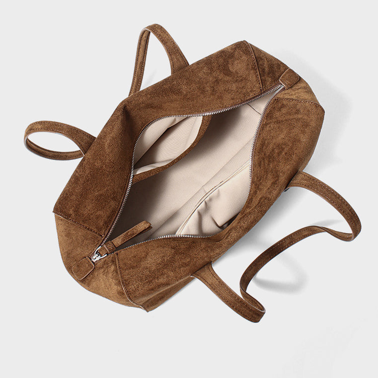 Korean Minimalist Full-Grain Leather Bag: Structured Underarm Tote & Boston Style Bag for Women – Versatile Top-Handle & Shoulder Work Bag