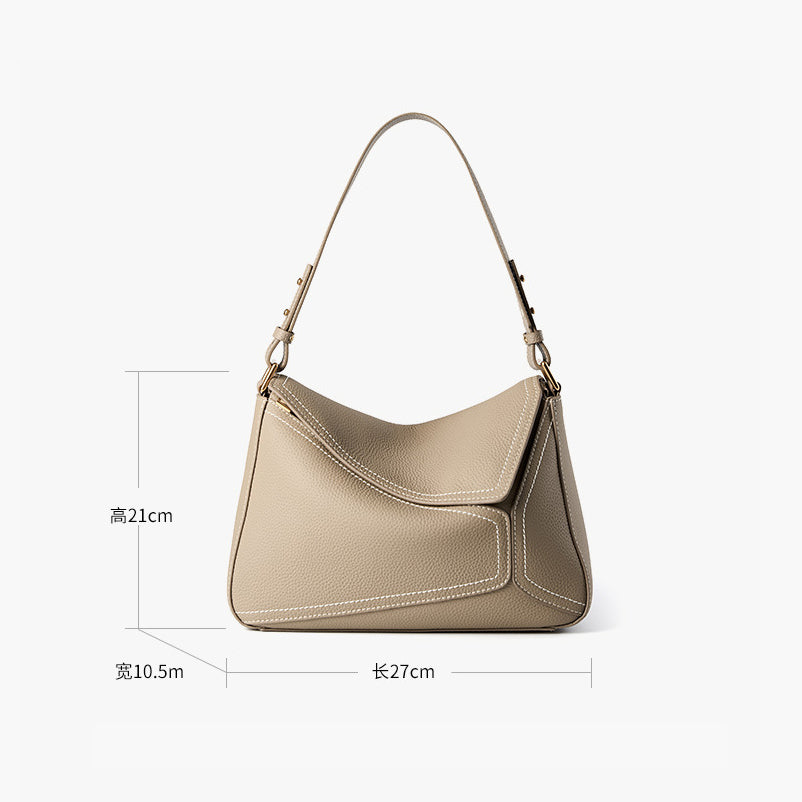 Bag for Women 2025 New Single Shoulder Underarm Bag Geometric Bag for Women Genuine Leather Pillow Cover Layer Leather Crossbody Commuter Bag
