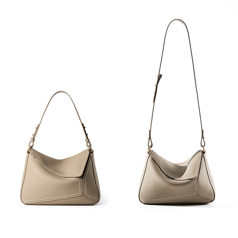 Bag for Women 2025 New Single Shoulder Underarm Bag Geometric Bag for Women Genuine Leather Pillow Cover Layer Leather Crossbody Commuter Bag