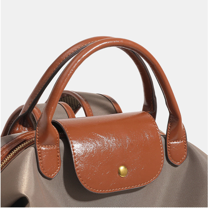 Women's Laptop Backpack for Work: Premium Leather & Nylon Business Travel Bag, Large Capacity Yet Lightweight Commuter Backpack for Women