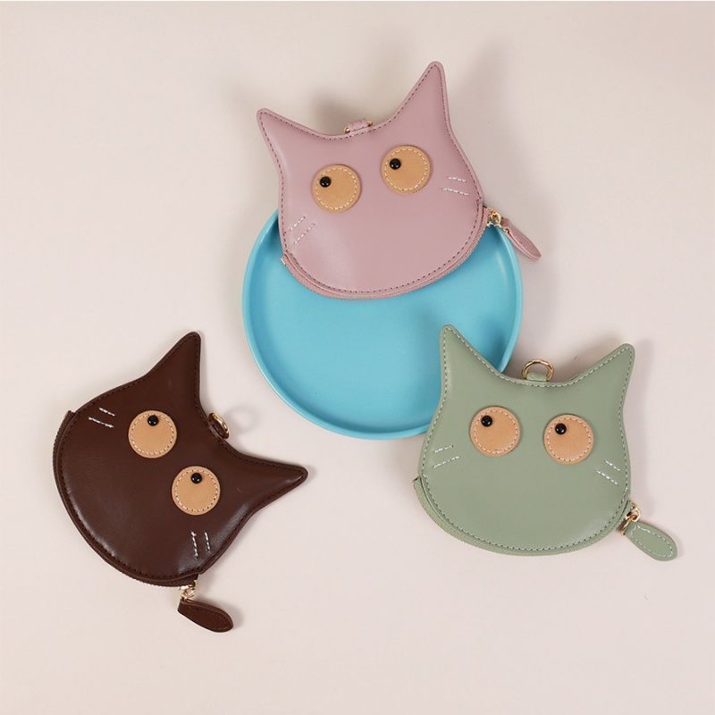 Cartoon Cute Cat Wallet Mini Bag Keychain Accessories Lightweight Soft Pickup Clip Storage
